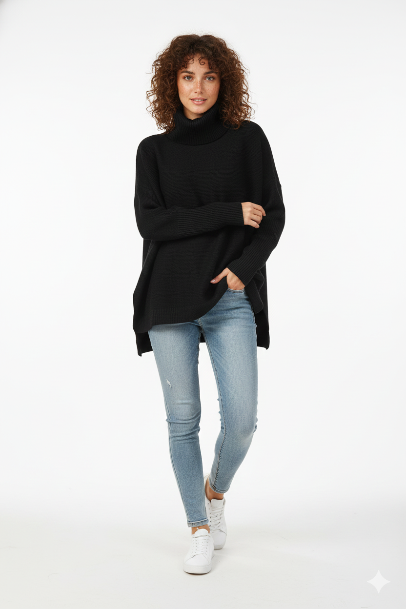 Gracie Women's Turtleneck Sweater – Ultra-Soft Oversized Knit with High Collar & Elegant Style