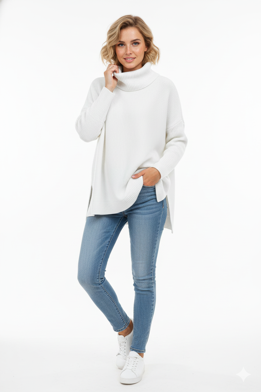 Gracie Women's Turtleneck Sweater – Ultra-Soft Oversized Knit with High Collar & Elegant Style