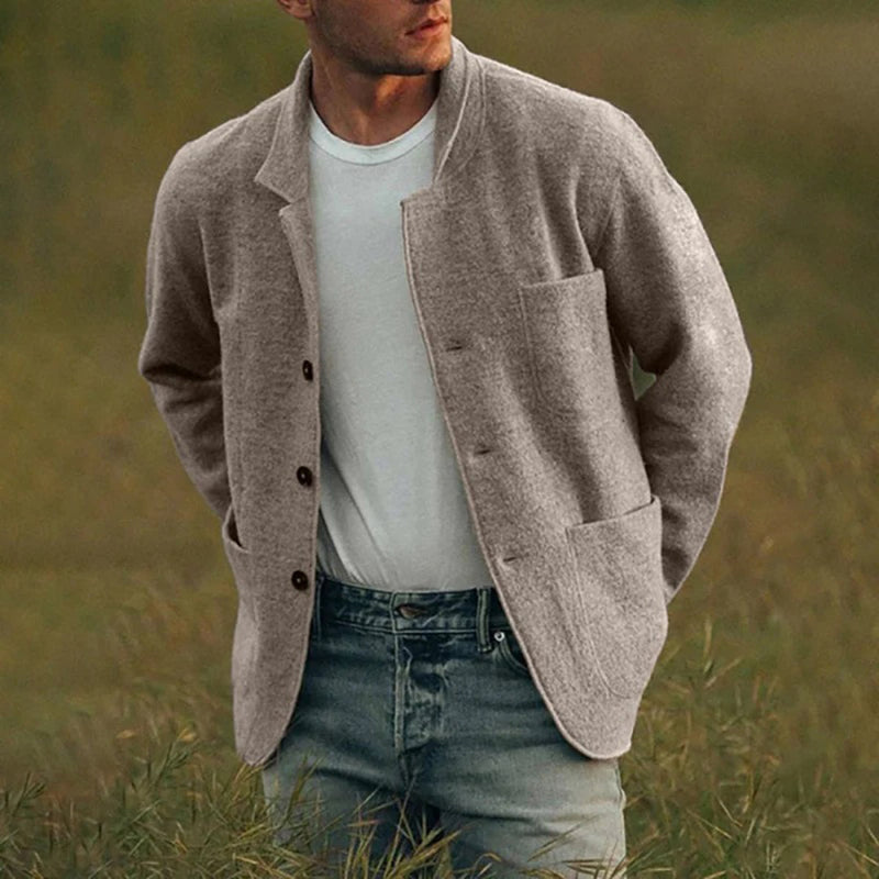 Dexter Casual Jacket for Men – Textured Fabric with Button Closure and Front Pockets