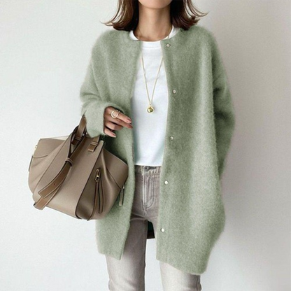 Lillian Long Gilet en Maille pour Femme – Superposition douce à ouverture ouverte pour l’automne et l’hiver