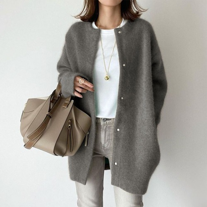 Lillian Long Gilet en Maille pour Femme – Superposition douce à ouverture ouverte pour l’automne et l’hiver