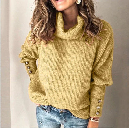 Emma Women's Turtleneck Sweater – Elegant Sweater with Button Details & Comfortable Fit