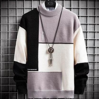 Daniel Pull Patchwork Homme – Design Original, Tricot Chaleureux & Coupe Décontractée
