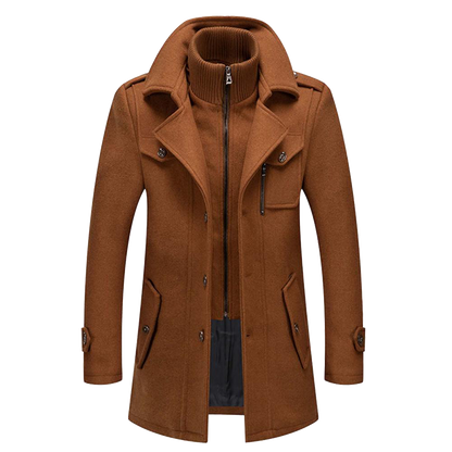 Daniel Manteau Long en Laine pour Homme – Pardessus Élégant Boutonné avec Revers Tailleur