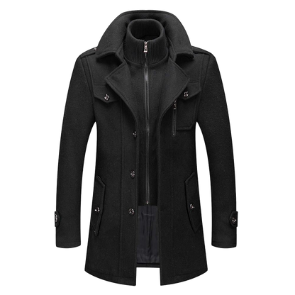 Daniel Manteau Long en Laine pour Homme – Pardessus Élégant Boutonné avec Revers Tailleur