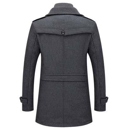 Daniel Manteau Long en Laine pour Homme – Pardessus Élégant Boutonné avec Revers Tailleur