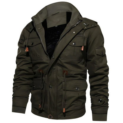 George Veste Outdoor Homme – Style Militaire avec Capuche Doublée & Multiples Poches