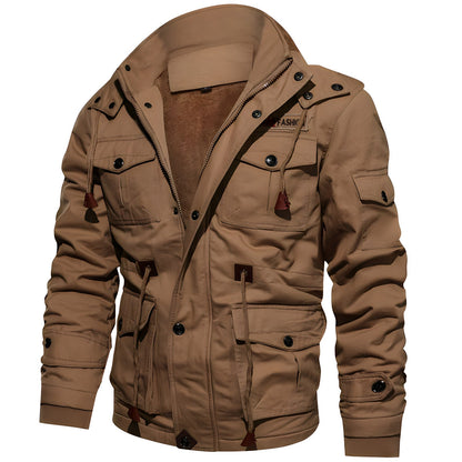 George Veste Outdoor Homme – Style Militaire avec Capuche Doublée & Multiples Poches