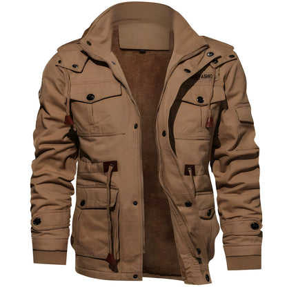 George Veste Outdoor Homme – Style Militaire avec Capuche Doublée & Multiples Poches