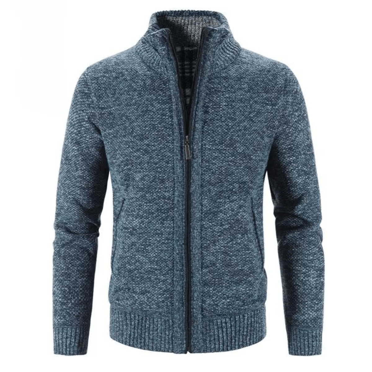 Warm high collar knit jacket for men