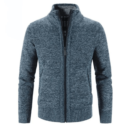 Warm high collar knit jacket for men