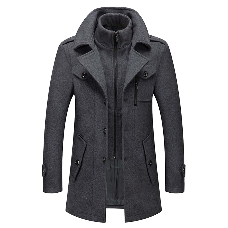 Daniel Manteau Long en Laine pour Homme – Pardessus Élégant Boutonné avec Revers Tailleur