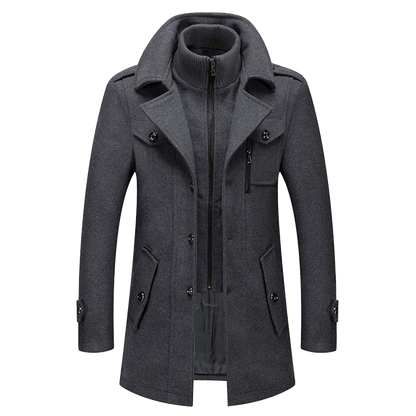 Daniel Manteau Long en Laine pour Homme – Pardessus Élégant Boutonné avec Revers Tailleur