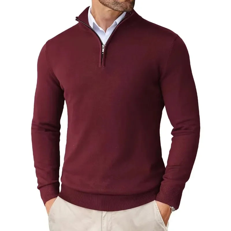 Zane Men's Zip Neck Sweater – Soft Cotton Blend Knit with Modern Fit & All-Season Comfort