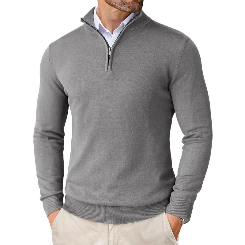 Zane Men's Zip Neck Sweater – Soft Cotton Blend Knit with Modern Fit & All-Season Comfort