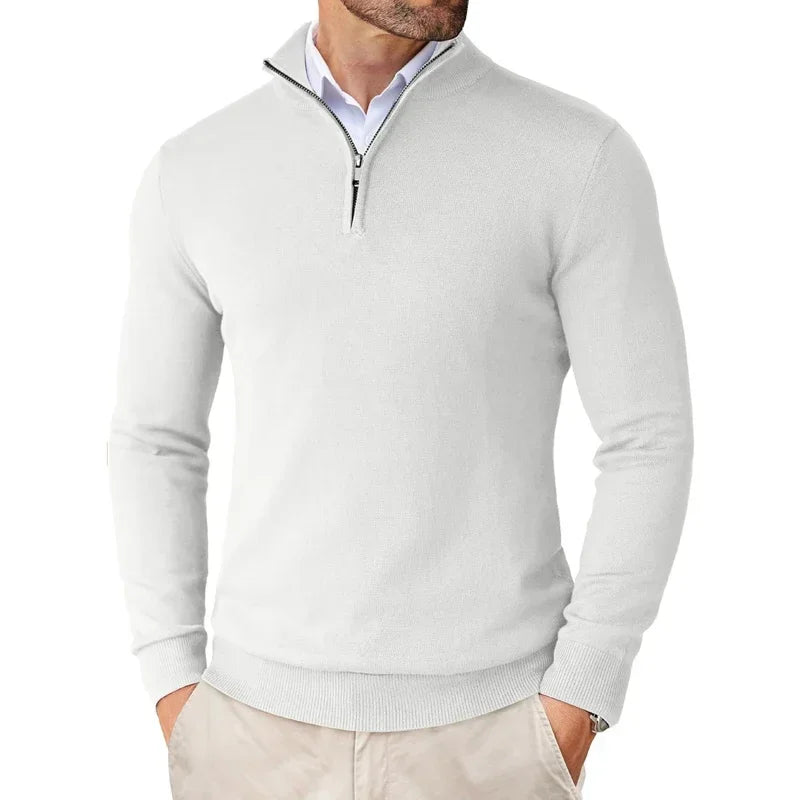 Zane Men's Zip Neck Sweater – Soft Cotton Blend Knit with Modern Fit & All-Season Comfort