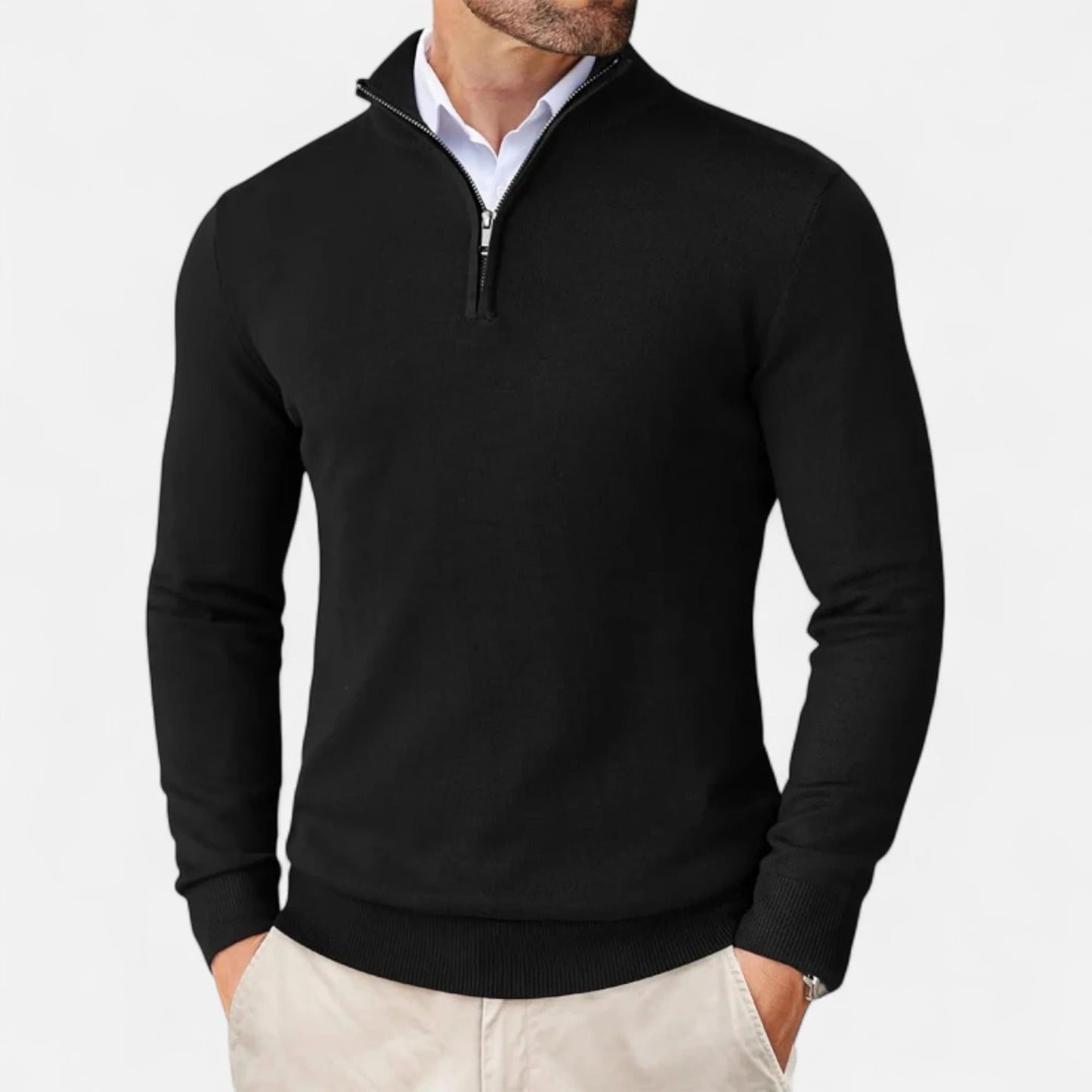 Zane Men's Zip Neck Sweater – Soft Cotton Blend Knit with Modern Fit & All-Season Comfort