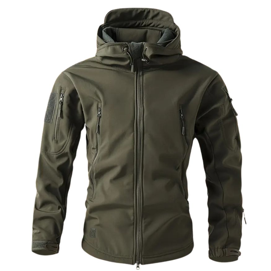 Lusian Men's Softshell Jacket – Adjustable Hooded Coat with Zipper Closure and Pockets