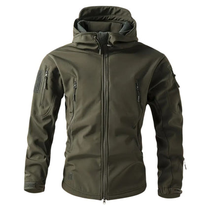 Lusian Men's Softshell Jacket – Adjustable Hooded Coat with Zipper Closure and Pockets