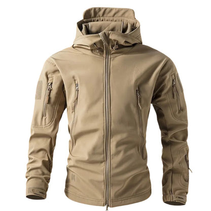 Lusian Men's Softshell Jacket – Adjustable Hooded Coat with Zipper Closure and Pockets