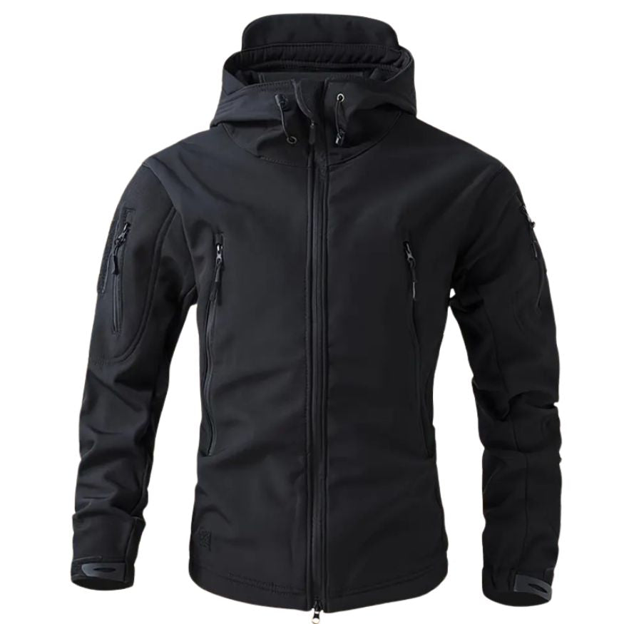 Lusian Men's Softshell Jacket – Adjustable Hooded Coat with Zipper Closure and Pockets