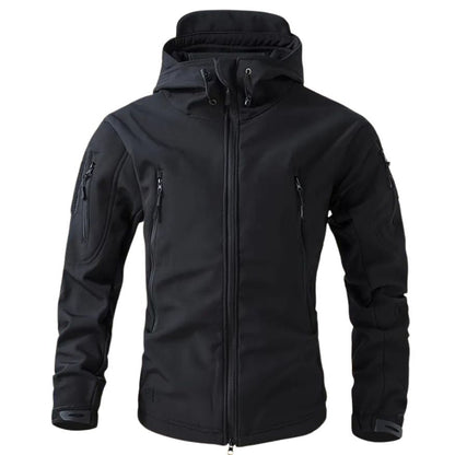 Lusian Men's Softshell Jacket – Adjustable Hooded Coat with Zipper Closure and Pockets