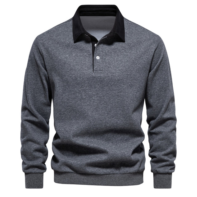 Hugo men's polo sweater with classic collar-gray