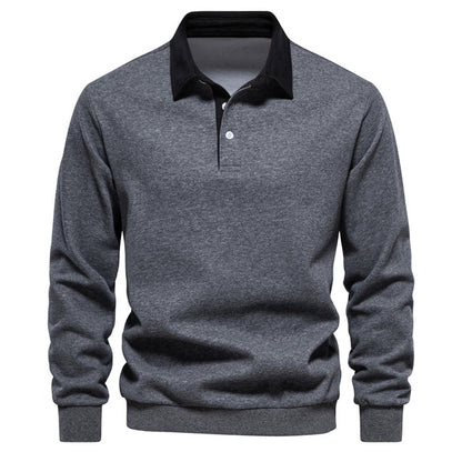 Hugo men's polo sweater with classic collar-gray