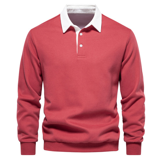 Hugo long sleeve polo sweater for men-red