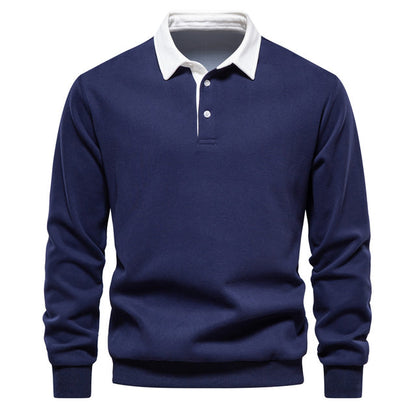 Men's knit polo sweater with long sleeves