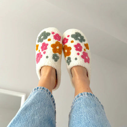 Valentina Chaussons Femme à Motif Floral – Pantoufles Intérieures Douces et Chaudes pour un Confort d'Hiver Cocooning