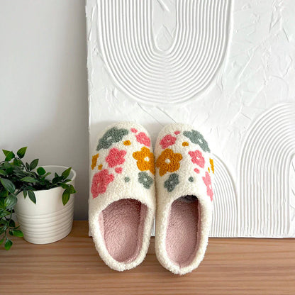 Valentina Chaussons Femme à Motif Floral – Pantoufles Intérieures Douces et Chaudes pour un Confort d'Hiver Cocooning