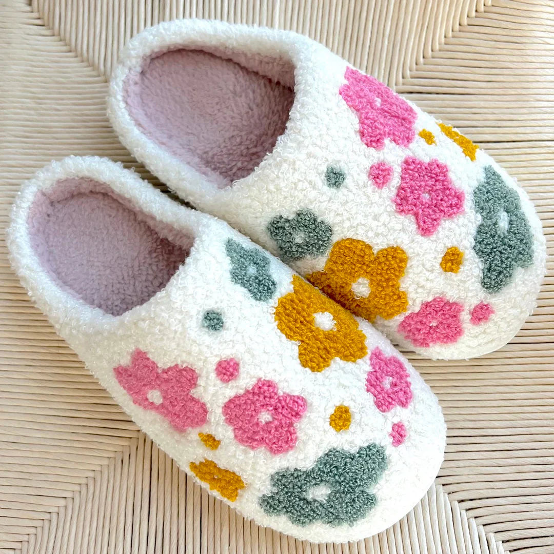 Valentina Chaussons Femme à Motif Floral – Pantoufles Intérieures Douces et Chaudes pour un Confort d'Hiver Cocooning