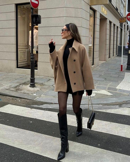 Amélie Femme Manteau Oversize – Élégant Manteau en Laine Doux & Tendance pour Hiver