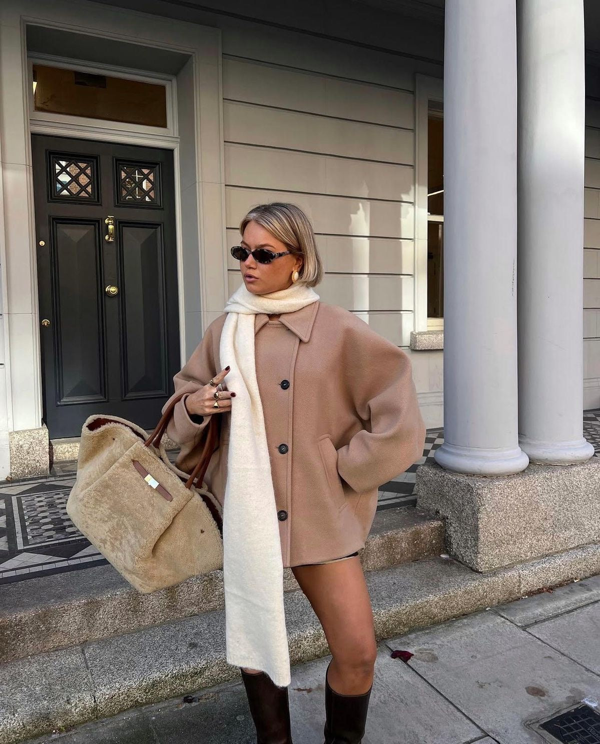 Amélie Femme Manteau Oversize – Élégant Manteau en Laine Doux & Tendance pour Hiver