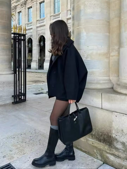 Amélie Femme Manteau Oversize – Élégant Manteau en Laine Doux & Tendance pour Hiver