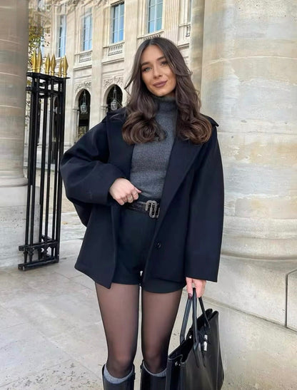 Amélie Femme Manteau Oversize – Élégant Manteau en Laine Doux & Tendance pour Hiver