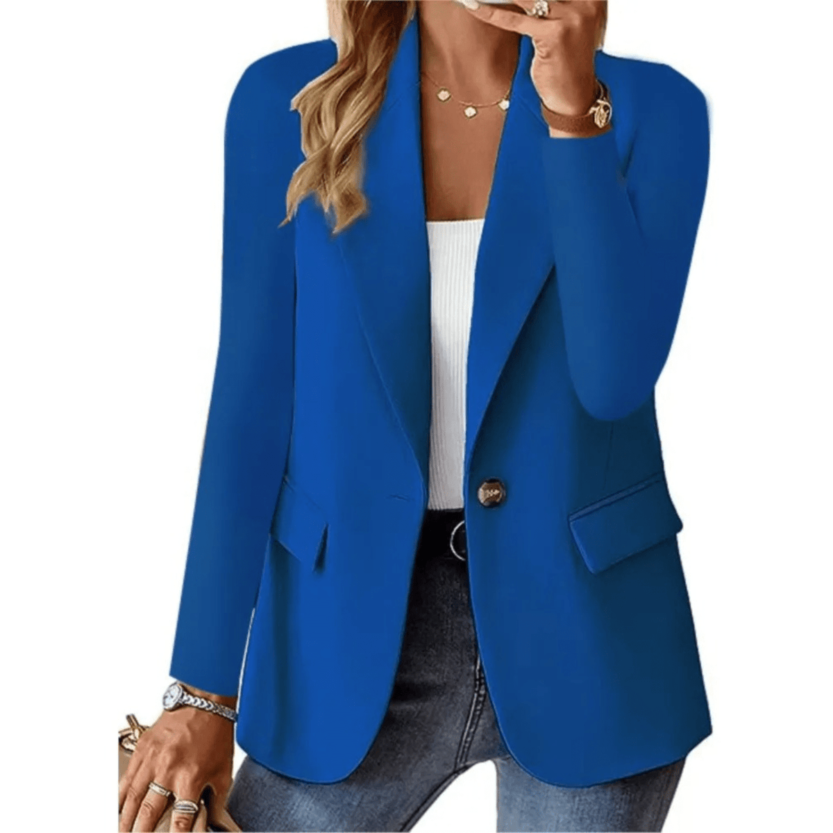 Elegant long-sleeve women's jacket designed for multiple occasions