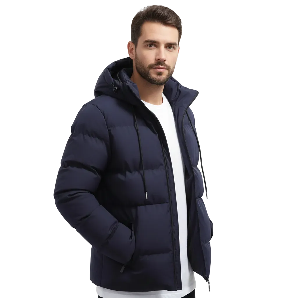 Olie Men's Winter Parka Waterproof – Quilted Puffer, Hood & Maximum Warmth