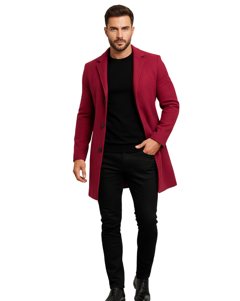 Ian Winter Coat for Men | Long Buttoned Coat | Windproof & Elegant Design