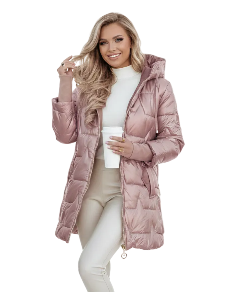 Charlie Women's Winter Coat – Elegant Jacket with Hood, Pockets, and Button Closure