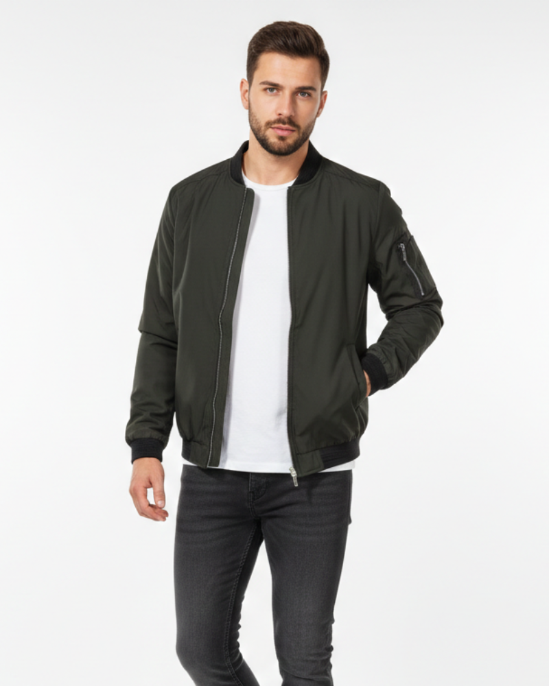 Zenio Bomber Men Essensio – Lightweight Water-Repellent Jacket with Zip & Ribbed Finishes