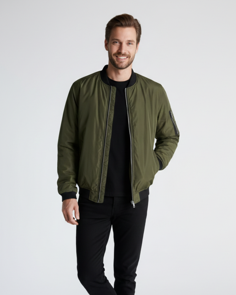 Zenio Bomber Men Essensio – Lightweight Water-Repellent Jacket with Zip & Ribbed Finishes