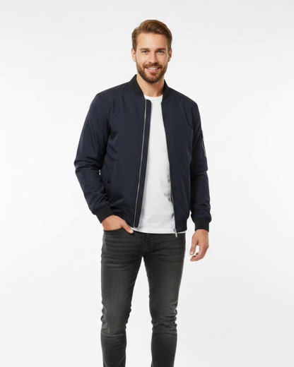 Zenio Bomber Men Essensio – Lightweight Water-Repellent Jacket with Zip & Ribbed Finishes