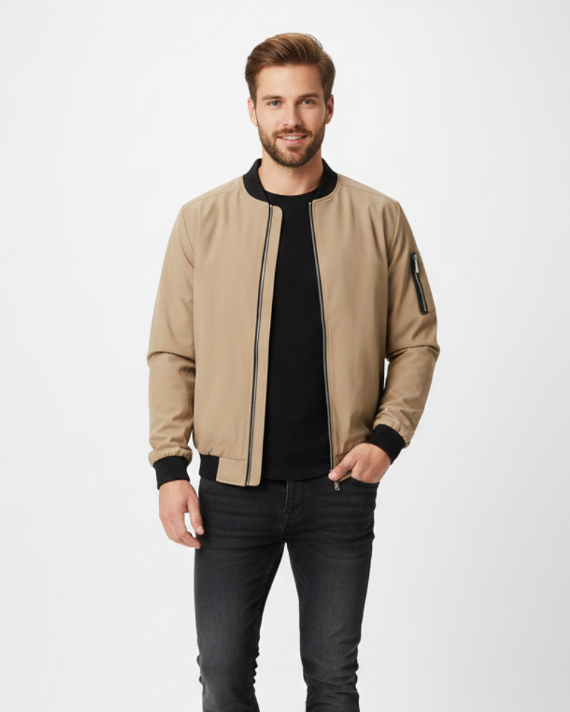 Zenio Bomber Men Essensio – Lightweight Water-Repellent Jacket with Zip & Ribbed Finishes