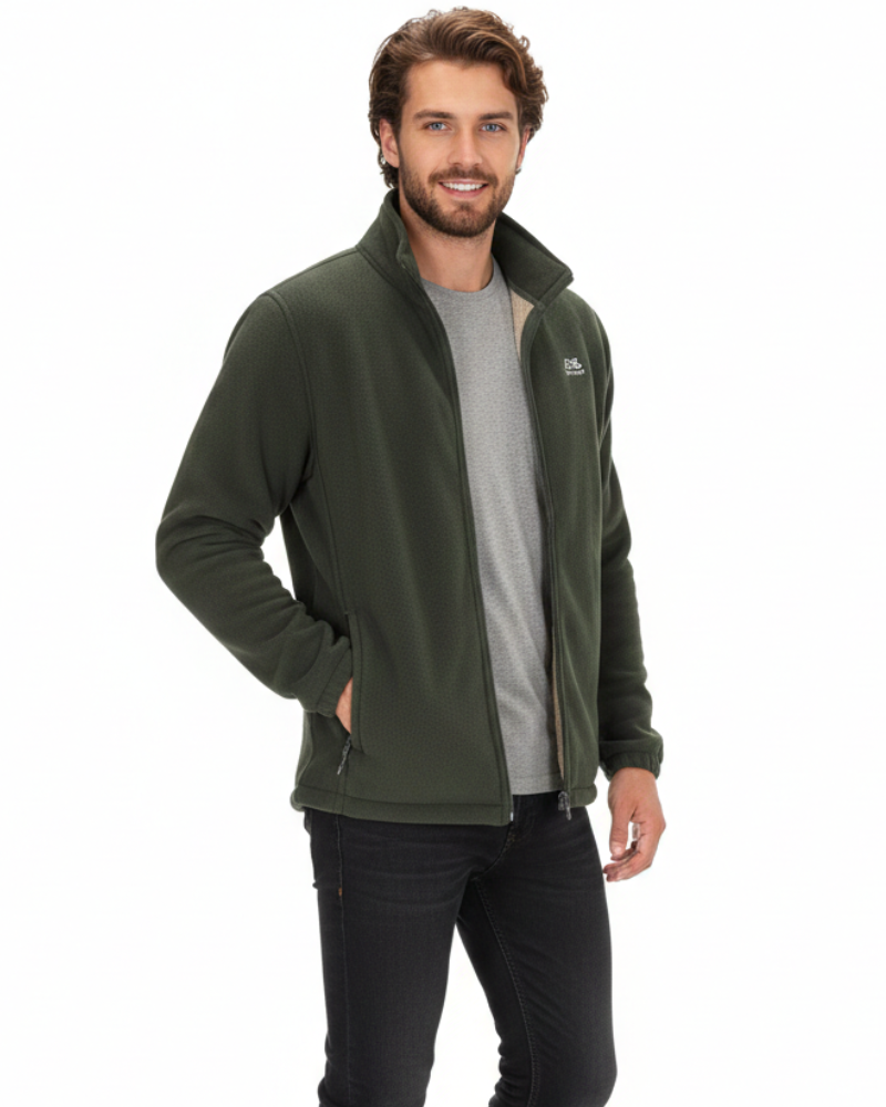 Alex Unisex Fleece Jacket – Warm Sherpa-Lined Jacket with High Collar & Zipper Closure