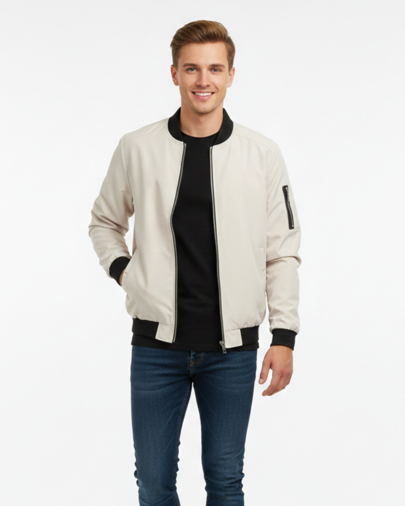 Zenio Bomber Men Essensio – Lightweight Water-Repellent Jacket with Zip & Ribbed Finishes