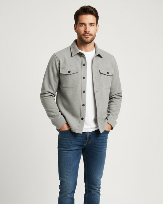 Noir Élan Men's Overshirt – Casual Chic Shirt Jacket in Blended Cotton Regular Fit