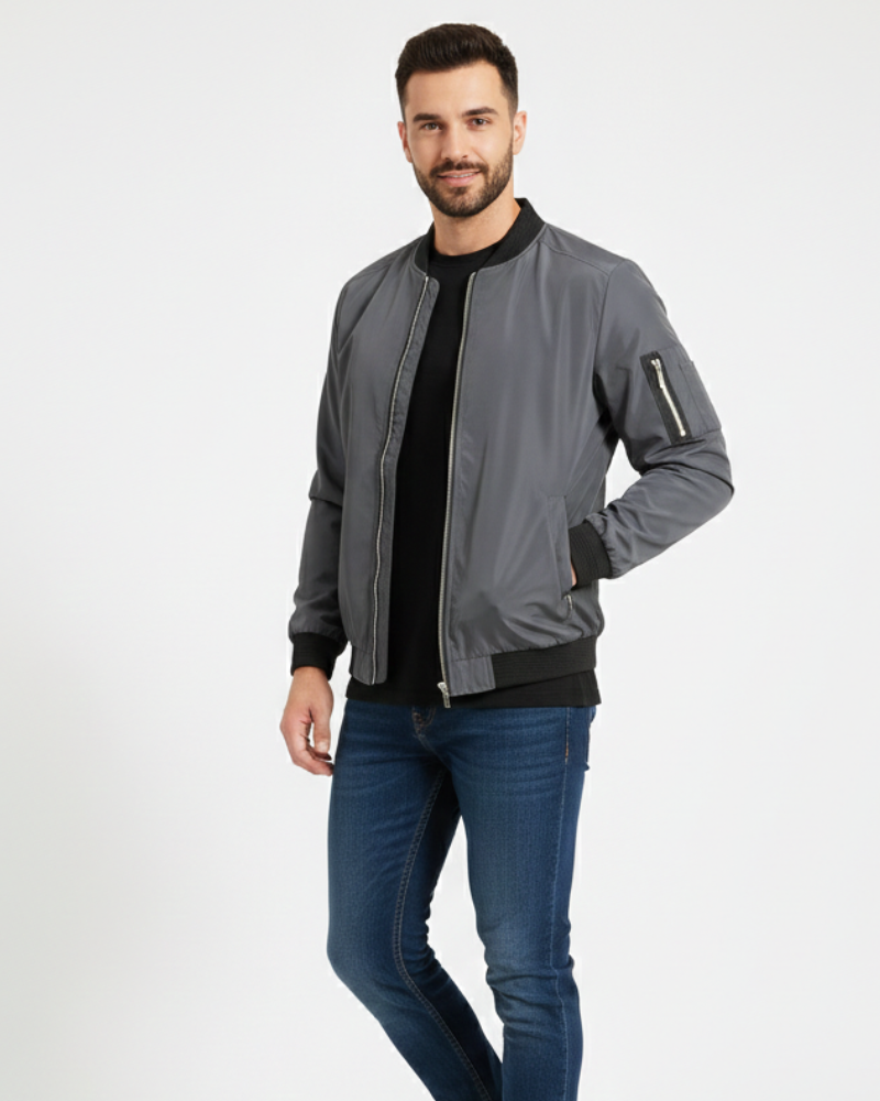 Zenio Bomber Men Essensio – Lightweight Water-Repellent Jacket with Zip & Ribbed Finishes