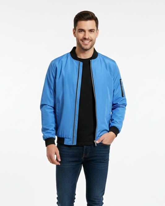 Zenio Bomber Men Essensio – Lightweight Water-Repellent Jacket with Zip & Ribbed Finishes